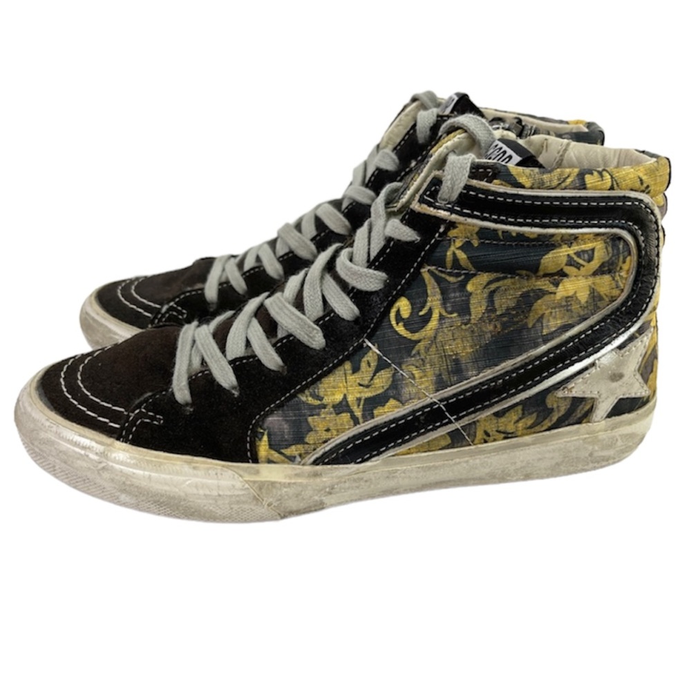 GOLDEN GOOSE Black Yellow Field Slide Sneakers Rare Size 37 - Picture 3 of 15